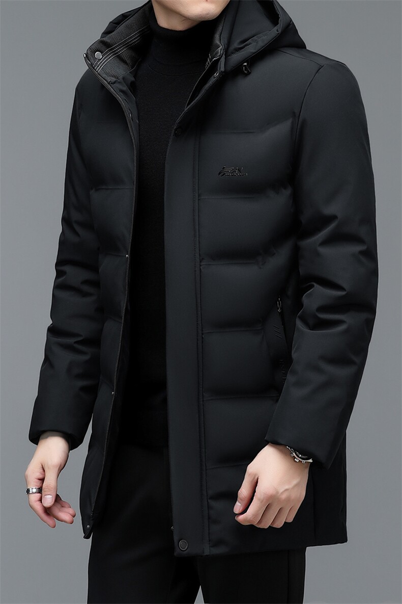 棉衣冬季新款男士连帽中长款棉服中年商务休闲棉袄外套爸爸装,男装棉衣,电商B212（原钱塘6029）