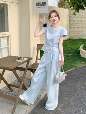 现货209-3258-P165-K228牛仔无袖上衣+阔腿裤两件套2025年夏季，女装套装/套裙，浙宝210（原浙宝191）