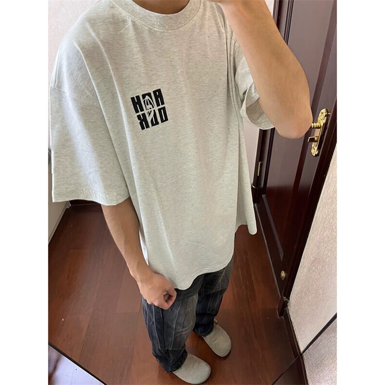 万针全刺绣工艺抖音得物高品质260克重磅纯棉双纱美式高街短袖T恤,男装T恤,电商A486