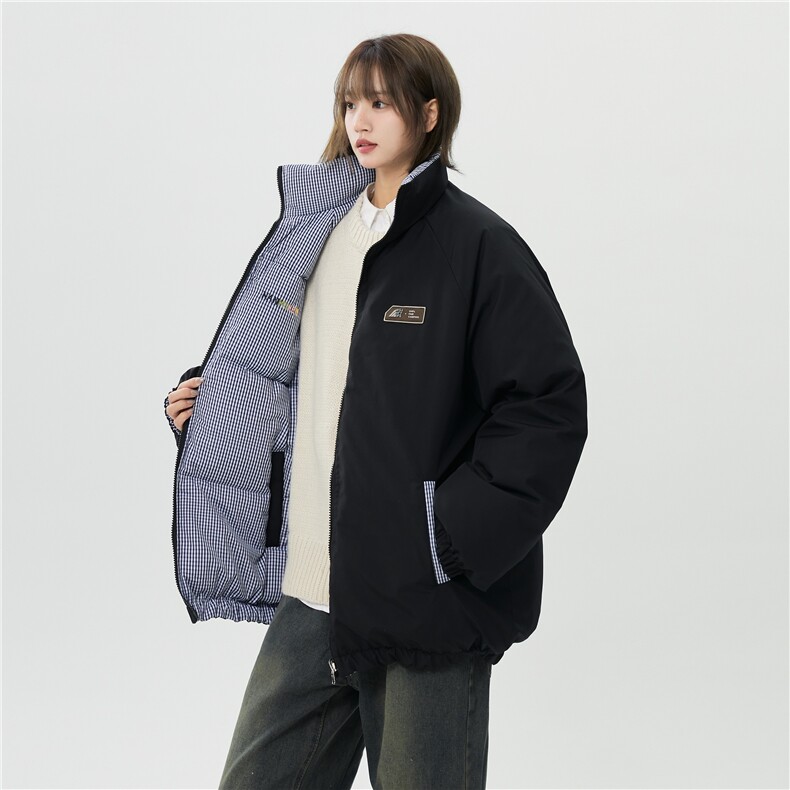 XZ-230-1MY700中性风简约轻奢格子刺绣双面穿休闲面包服P118控158，鞋类箱包手腕包，星座230-1