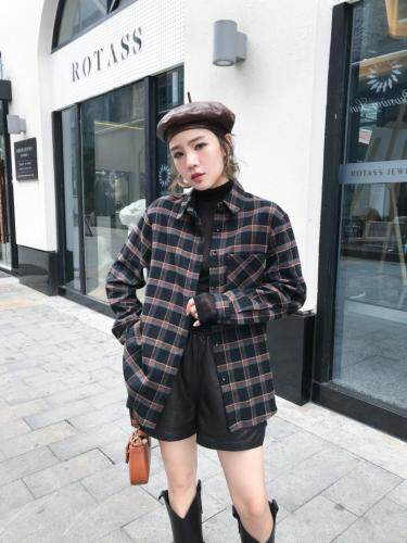 现货冬季新款加绒加厚格子衬衫，女装衬衫，魅丽贝斯