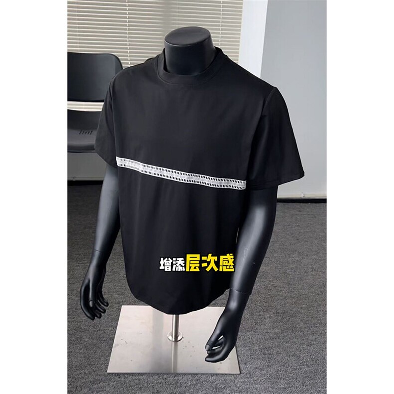 夏季美式解构楼空花边拼接速干冰感短袖T恤货号TX25180特P19,男装T恤,电商A063