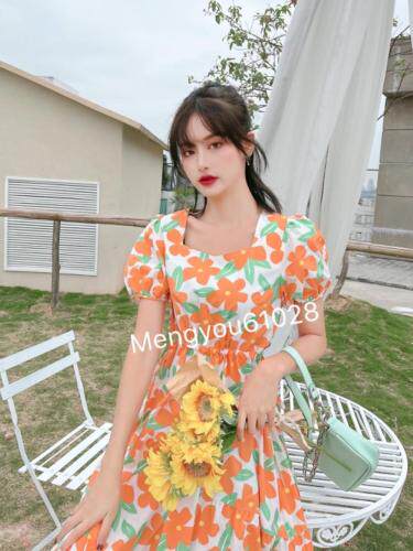 花样长连衣裙，女装连衣裙，梦由