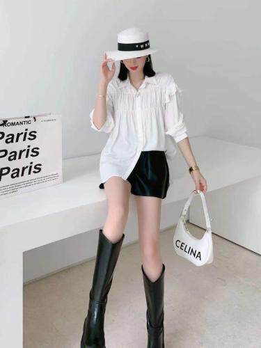 现货，木耳边衬衫，两个尺码，女装衬衫，依柏璐