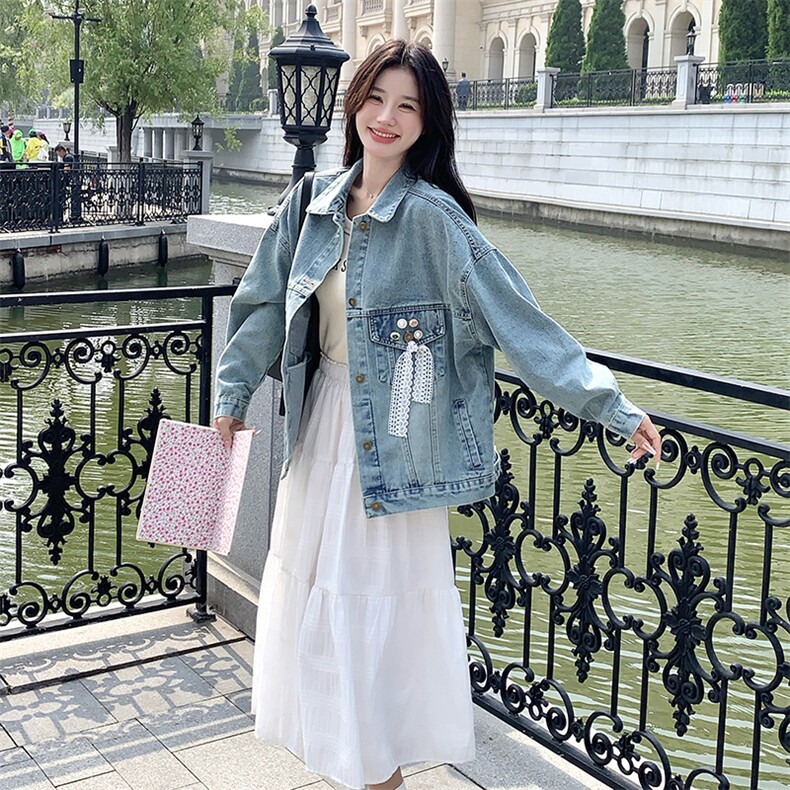 2026春装有货韩版蕾丝飘带牛仔外套2C090--1226-P135-K188,女装短外套,2C090