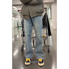 春季牛仔裤男生宽松直筒百搭潮流高街ing阔腿长裤1008-L3433-p45，男装牛仔裤，星座1008