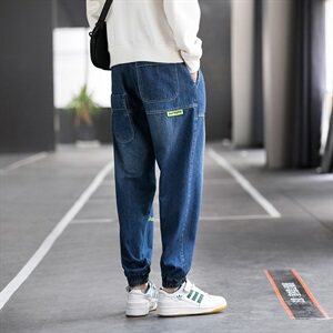 牛仔裤男2021秋冬新款韩版束脚百搭宽松哈伦长裤C402图片