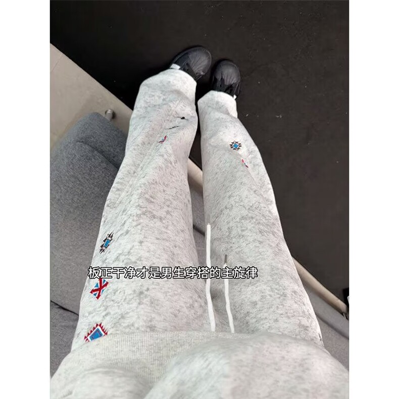 网图复古刺绣阔腿休闲裤2026春季新款,男装休闲裤,星座410-6（原星座1304-1）