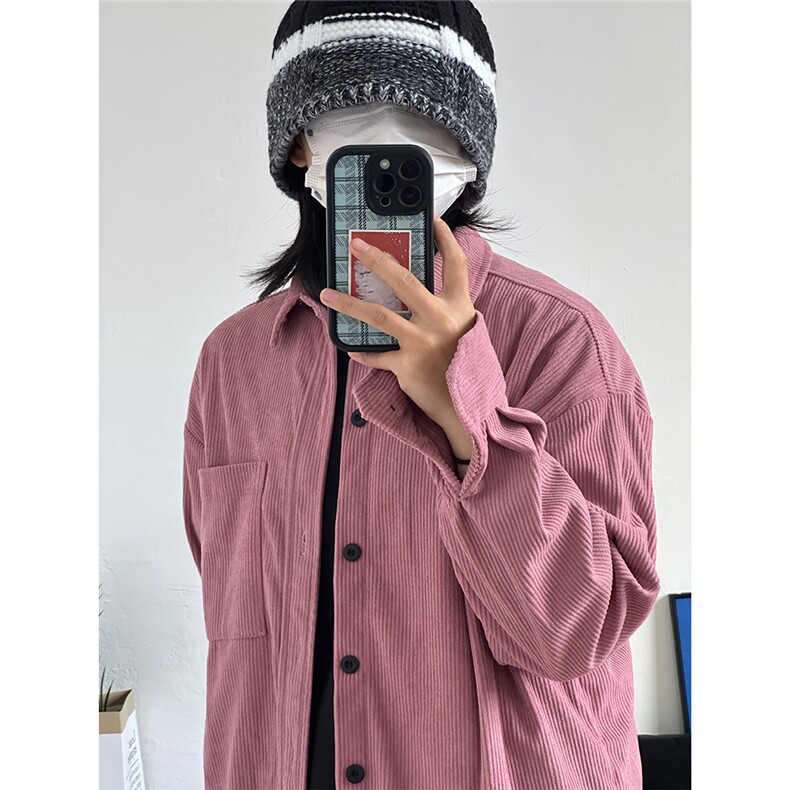 现货厚实灯芯绒衬衫男秋冬款港风宽松复古长袖衬衣CS027-P48,男装衬衫,星座301C-5