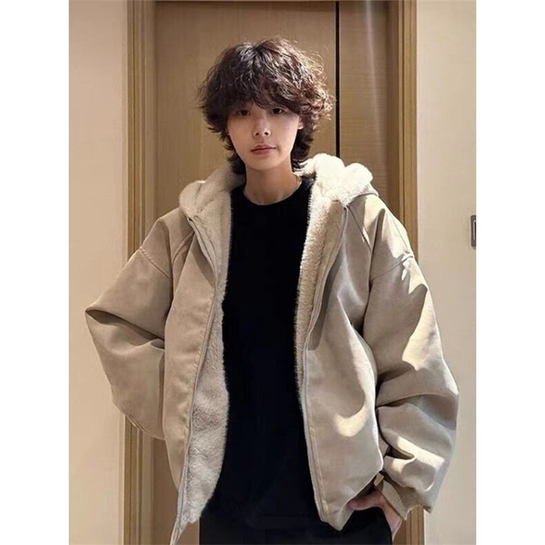 网图座山雕荔枝纹PU皮拼兔毛绒棉衣毛领棉服外套A025-QY16047-P88,男装棉衣,电商A025