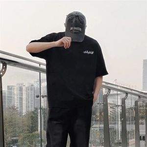 万针全刺绣工艺抖音得物高品质260克重磅纯棉双纱美式高街短袖T恤