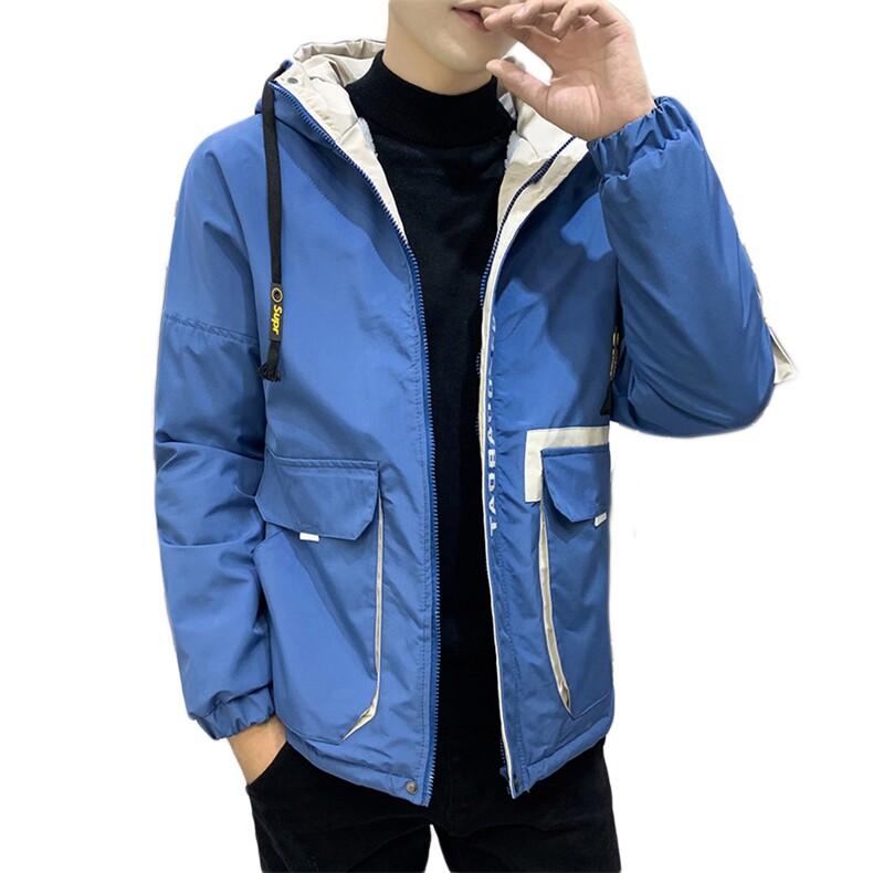 秋冬新款棉服男加绒加厚夹克风衣保暖外套工装棉衣米白860加绒,男装夹克,星座1207