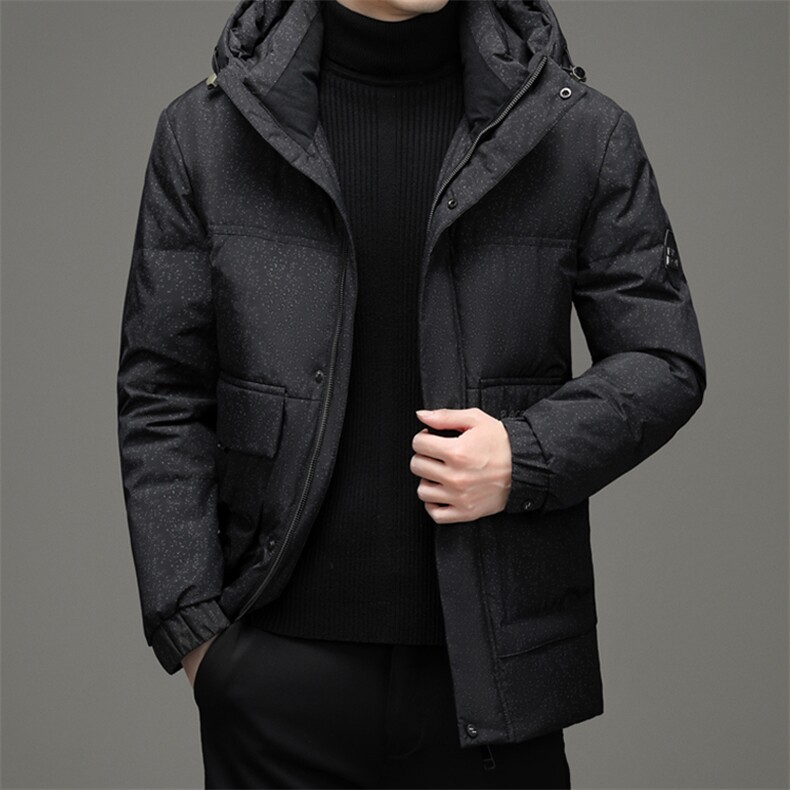 新款21冬季新款90%白鸭绒羽绒服男士休闲纯色连帽外套ZG2933-P295，男装羽绒服，电商B212（原钱塘6029）