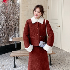 新款羽绒小香半裙套装5577-P235-K358，女装套装/套裙，2C305