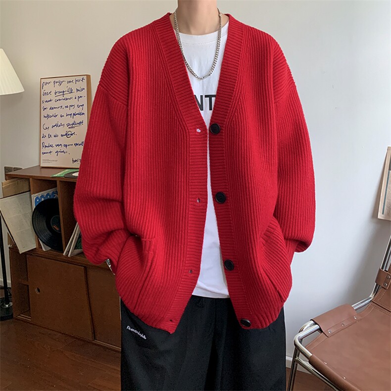 冬季新款D5589-TP5588休闲纯色慵懒风V领针织衫毛衣男开衫,男装针织衫/毛衣,电商A102