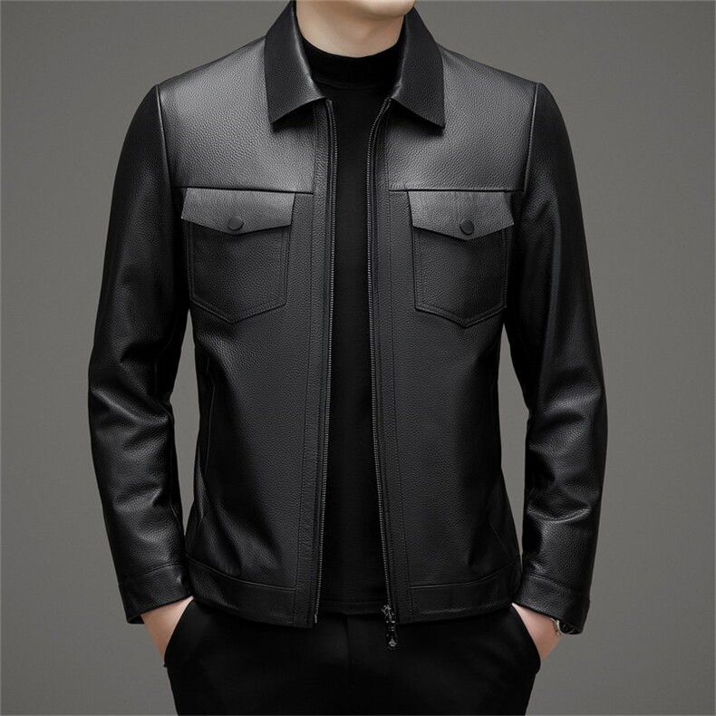 MJ6311春秋款海宁真皮皮衣男牛皮外套工装商务休闲通勤男装P570，男装皮衣，电商B360A（原721A）