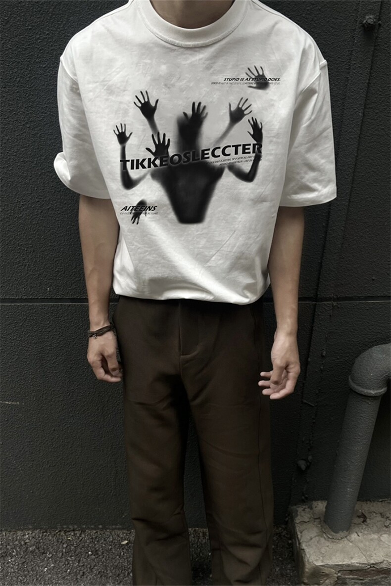 短袖T恤男士夏季宽松潮流印花打底纯棉上衣服D328-T2478-P20,男装T恤,电商D328