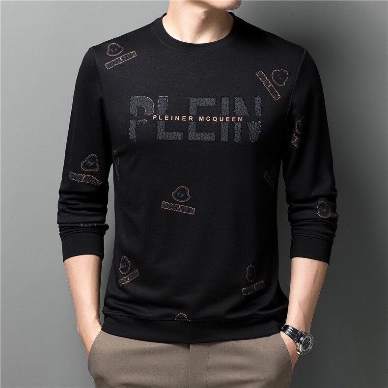 男装长袖t恤男中年秋冬新款爸爸装圆领休闲打底衫ZL01622-P65,男装T恤,电商B212（原钱塘6029）
