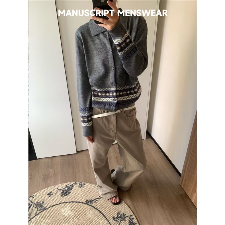 网图老钱风灰色针织衫外套复古慵懒风男女毛衣MMY416特P60,男装针织衫/毛衣,星座1007（原301D）