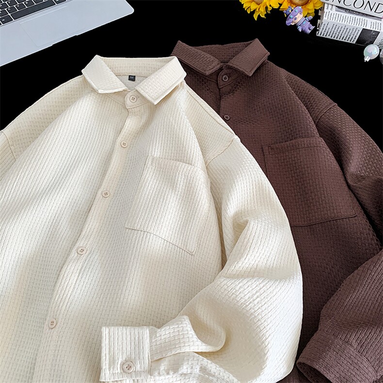 CS043-P35后外工字摺男女通勤百搭秋季长袖衬衣，男装衬衫，电商A178