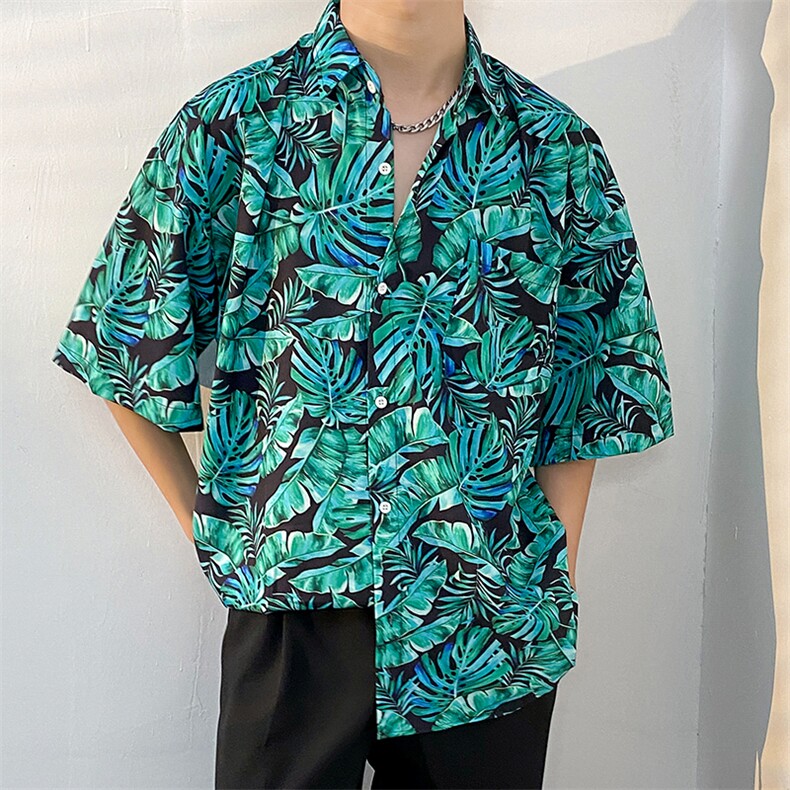 2024海南岛沙滩服三亚夏威夷风泰旅游休闲花衬衫男CS5107特批25,男装衬衫,电商A062