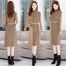 2021秋季新款时尚气质有女人味的毛衣连衣裙，女装连衣裙，金典明美