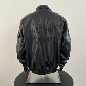 潮机能多口袋工装皮衣外套男士帅美式宽松皮夹克机车服W6330-P81图片