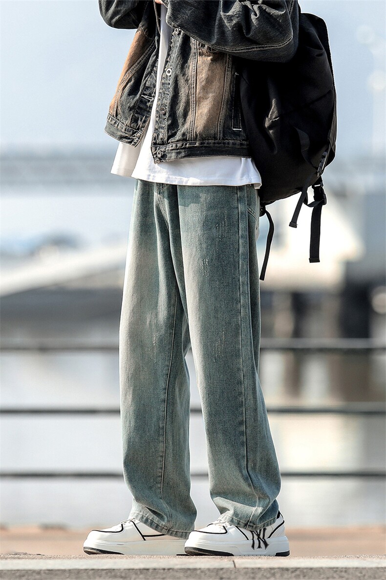 2024情侣美式直筒牛仔裤宽松休闲阔腿裤长裤K392TP35控58,男装牛仔裤,电商A102B