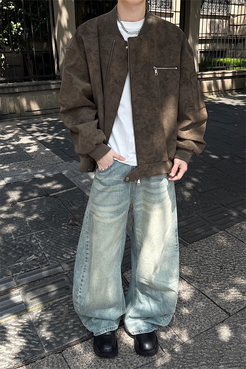 百搭痞帅机能风飞行机车皮衣短款棒球服外套5Q1121-TP80138,男装夹克,电商A102