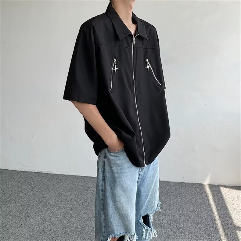 夏季新款衬衫潮流慵懒男方领衬衫W1035P32,男装衬衫,星座1116-2