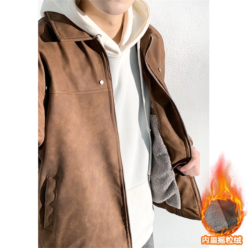 冬季数据新款内里摇粒绒皮棉衣美式翻领防风保暖棉服MF1059P85,男装皮衣,电商A128