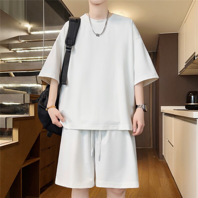 光版二开冰丝垂感套装圆领男士休闲运动一套潮A266-BSYLTZ006-P50,男装休闲套装,电商A266