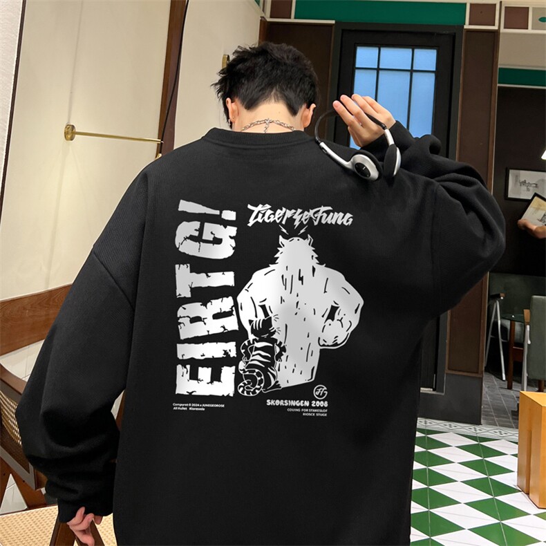 华夫格！华夫格上衣男圆领华夫格卫衣男大码长袖t恤男HY241-特P23图片