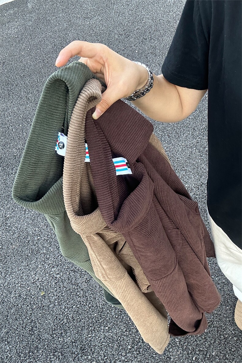 320G厚实灯芯绒衬衫男秋冬款休闲宽松复古长袖衬衣CS027-P35,男装衬衫,星座301C-5