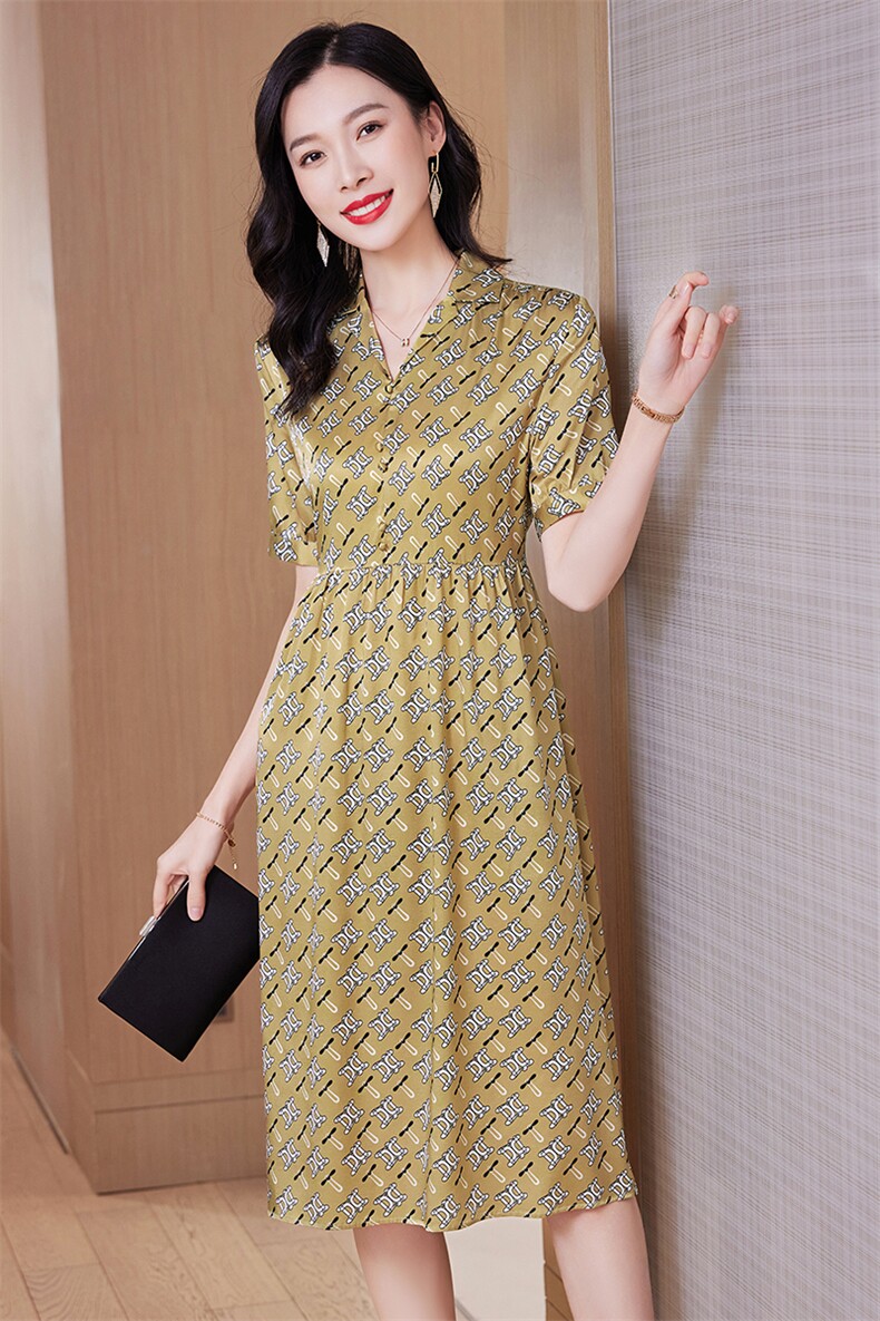 高级感碎花真丝连衣裙女2026新款大码女装遮肚子显瘦真丝裙子夏,女装连衣裙,阿舍尔精品