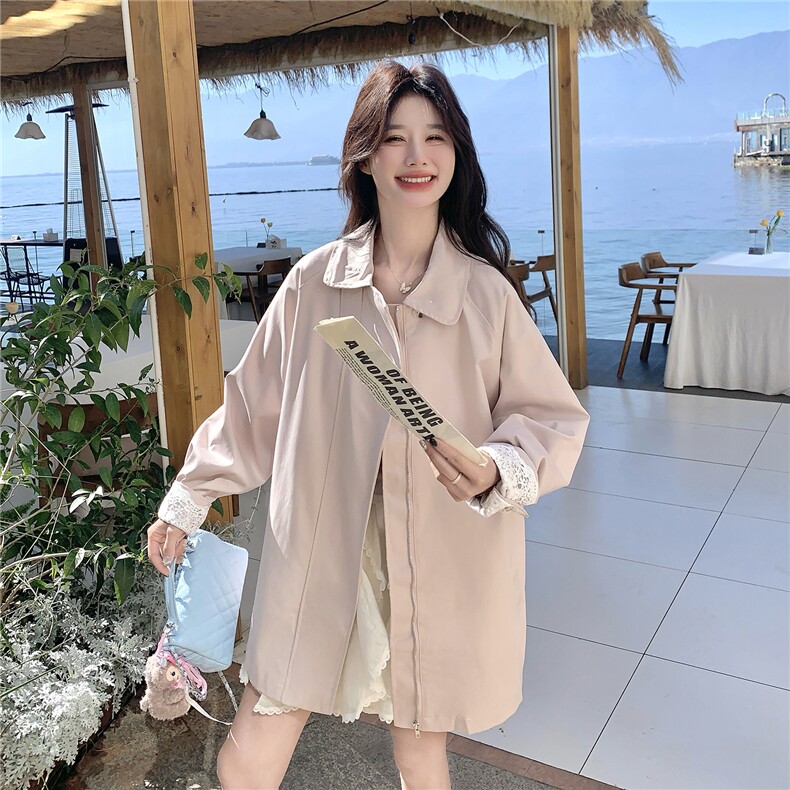 新款已出货粉色甜美蕾丝袖口风衣外套2B153-7003-P155-K248,女装风衣,2B153
