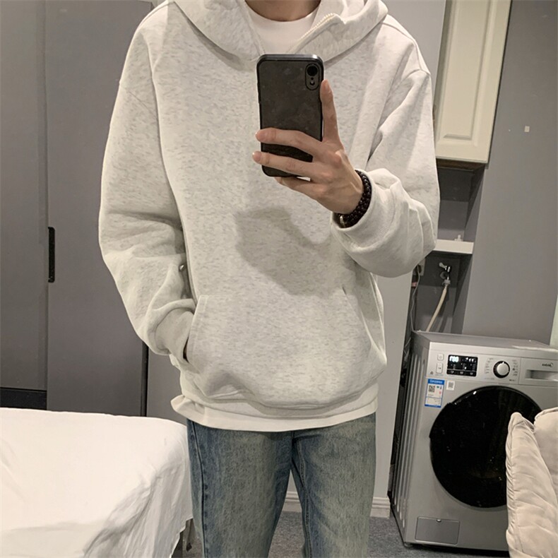 抖音得物高品质二开25秋冬美式重磅宽松纯色连帽拉链高领卫衣W65,男装卫衣,电商A486