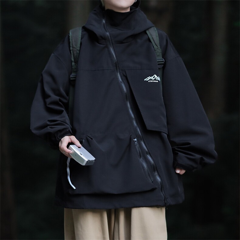 A935-P66美式户外登山服连帽冲锋衣秋季机能风斜链接夹克外套男,男装夹克,星座512-6