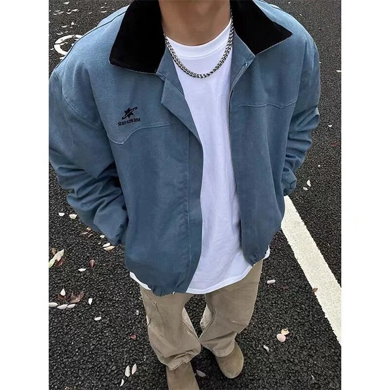 现货秋季慵懒风痞帅底特律宽松休闲帆布夹克JK19/P85,男装夹克,星座205-3