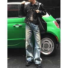 美式水洗蓝牛仔裤男秋潮牌街头复古宽松直筒裤子cleanfit百搭长裤，男装牛仔裤，四季星座505