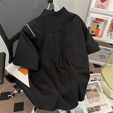 美式高街金属拉链短袖衬衫男夏季新款QC21P40，男装衬衫，星座1116-2