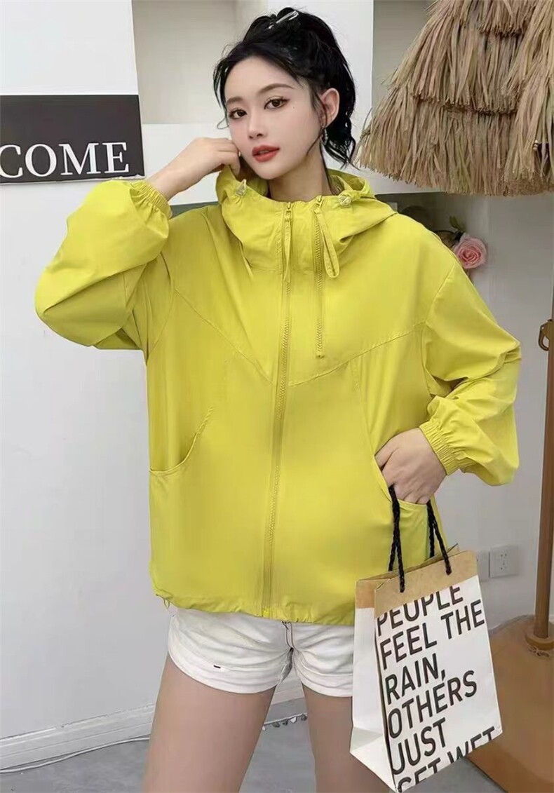 2025简约百搭双拉链连帽防晒衣，女装衬衫，湘姗