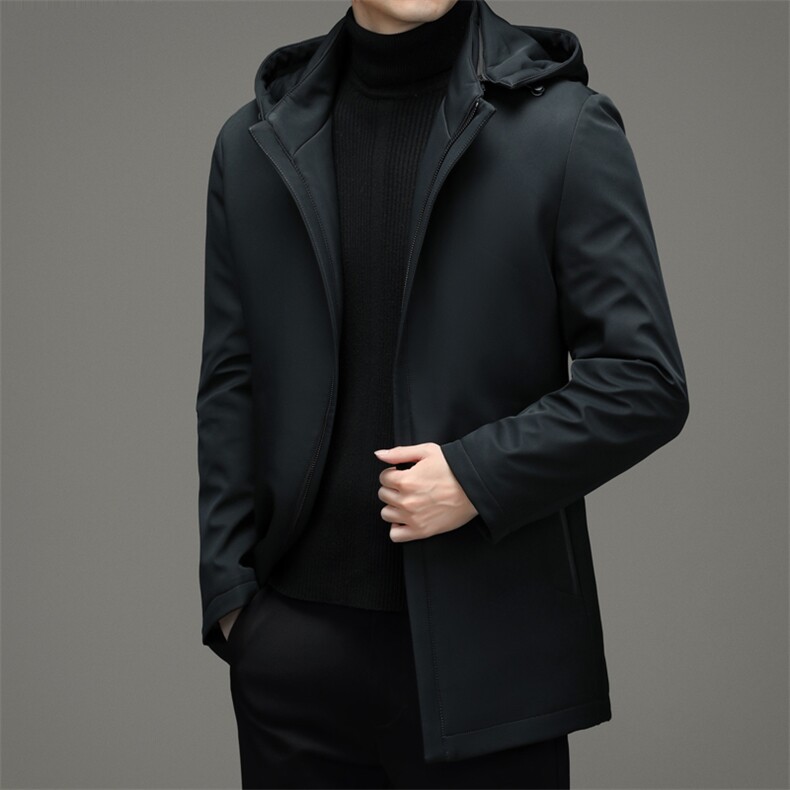 春秋季外套中老年保暖连帽商务男士羽绒服2023新款休闲纯色男装，男装羽绒服，电商B212（原钱塘6029）