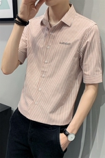 22夏季薄款衬衫男士短袖高级感休闲百搭条纹衬衣潮流CS186-P45，男装T恤，电商B413
