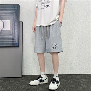 HD74224-P22 华夫格短裤男大码宽松五分裤男直筒中裤图片