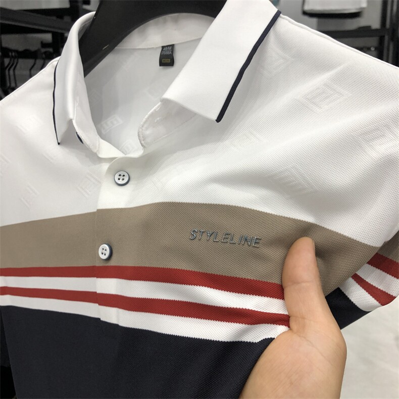 中年休闲男装翻领半袖T恤衫2023夏季新款男士polo衫薄款休闲上衣，男装Polo衫，电商B212（原钱塘6029）