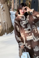 韩版减龄加厚夹棉毛呢大衣女2025年冬季新款显瘦保暖长款连帽外套，女装毛呢外套，2D148