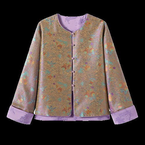 在仓~2026年春季提花玉葫芦双面穿外套落肩袖纽扣抗皱宽松上衣，女装短外套，新依时派