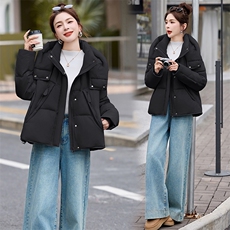 2025冬季新款复古连帽女款冬季洋气时尚短款宽松羽绒外套，女装羽绒服，自然秀