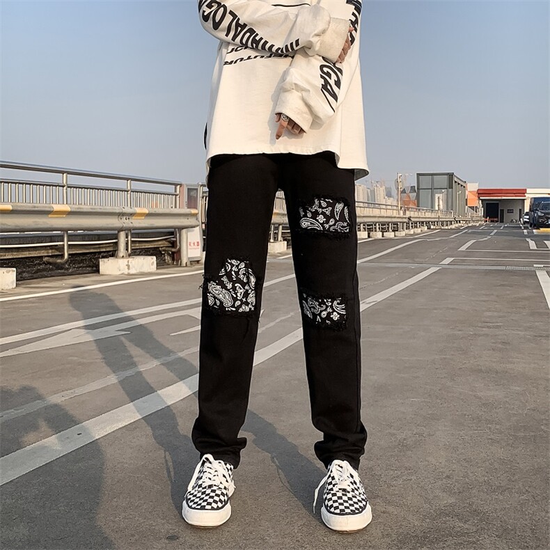 欧美高街vibe裤子男潮牌ins设计感小众假破洞牛仔裤N0102-P40,男装牛仔裤,星座308B-1
